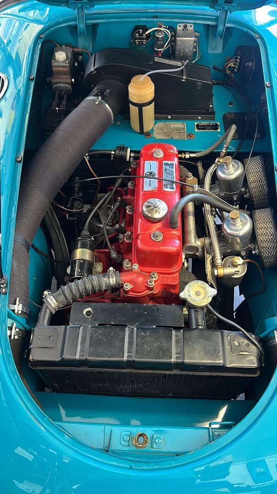 The MGA's engine bay after restoration